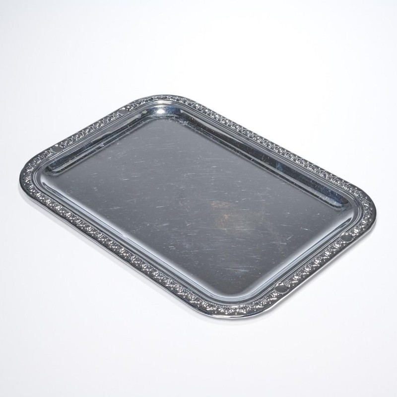 Silver Tone Plated Round Rectangular Serving Tray 8pc Mixed Lot gallery