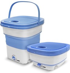 Pure Clean Portable Mini Washing Machine , Lightweight Collapsible Bucket-Blue