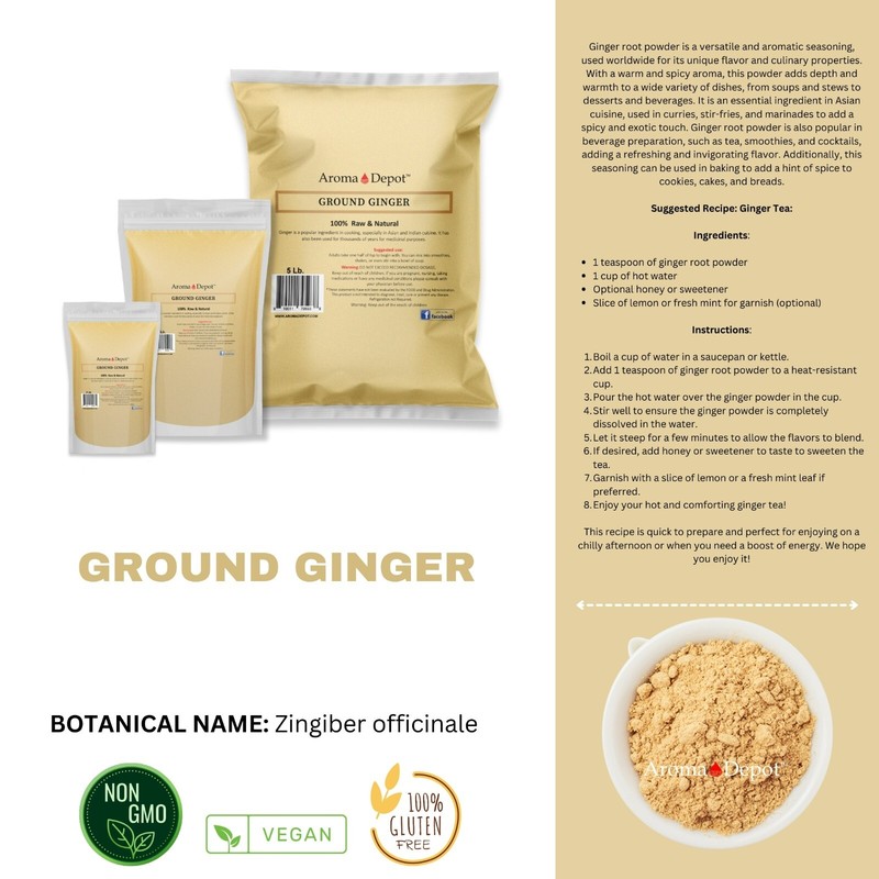 2lb Ground Ginger Root Powder Natural Premium Raw Zingiber Officinale Jengibre gallery