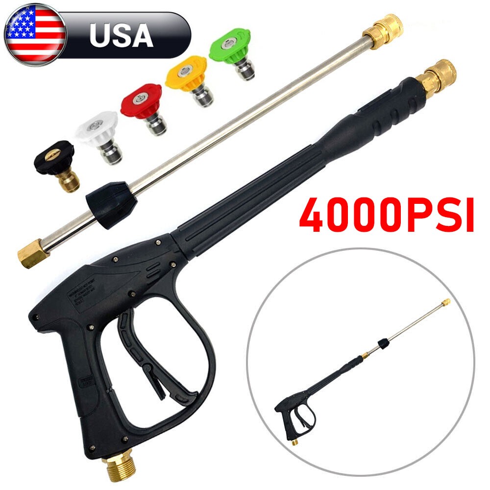 4000PSI High Pressure Power Washer Spray Gun Wand Lance Nozzle Tips Hose Kit M22 gallery