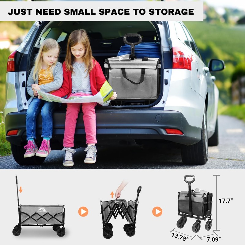 Collapsible Wagon 352LBS Capacity, Foldable Large Wagons Carts, Heavy Duty Ou... gallery