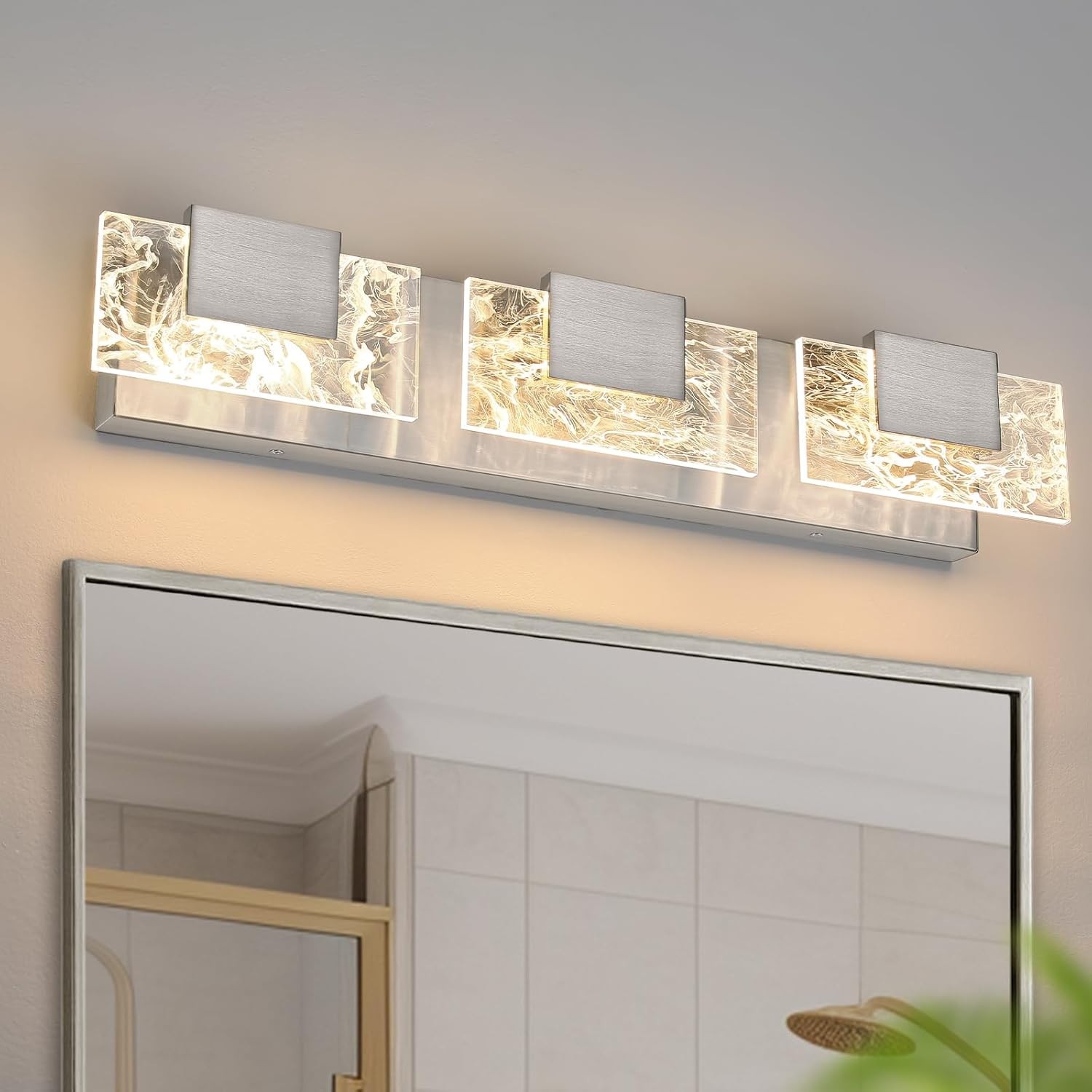 LED Bathroom Vanity Light: 24 Inch Brushed Nickel 3-Lights 3000K 8099WL--03-US gallery