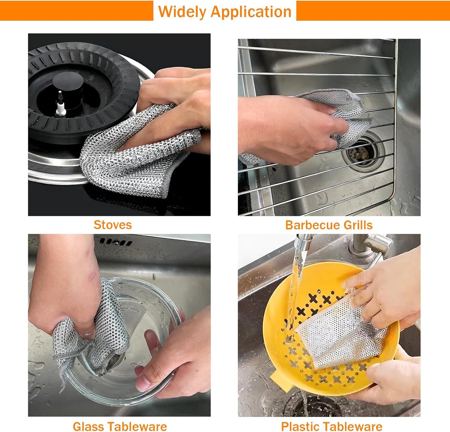 5x Double Layer Wire Dishwashing Rag,Microfiber Cleaning Cloth for Washing Dishe gallery