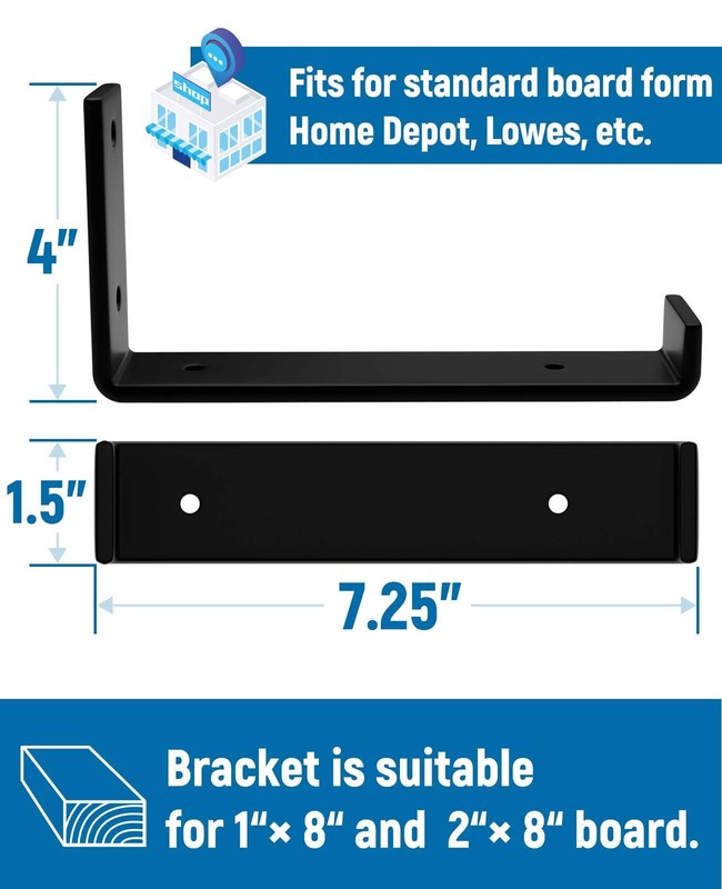 4 Pack 8 inch Floating Shelf Bracket 1/5 inch Thick Heavy Duty Bracket DIY gallery