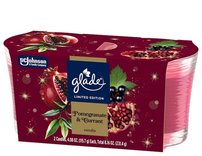 GLADE Candles POMEGRANATE & CURRANT, Single Wick Limited Edition Twin (2) Pack gallery