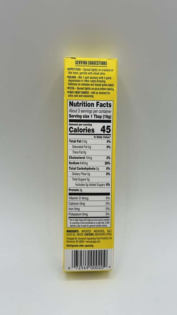 Giovannis Appetizing Food Prod Giovannis Anchovy Paste, 2 oz gallery