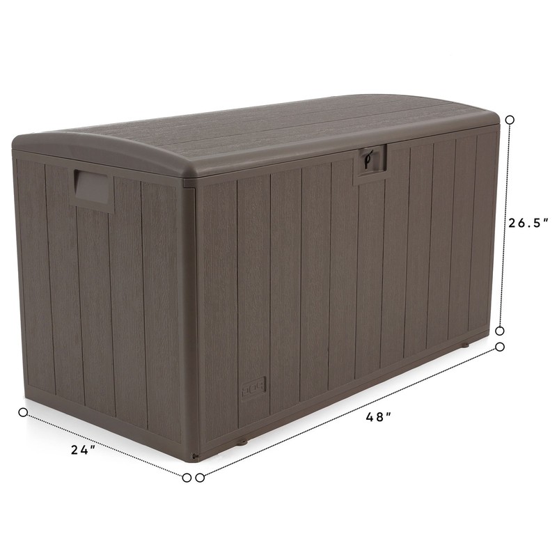 Plastic Development Group 105 Gallon Outdoor Patio Storage Deck Box, Driftwood gallery