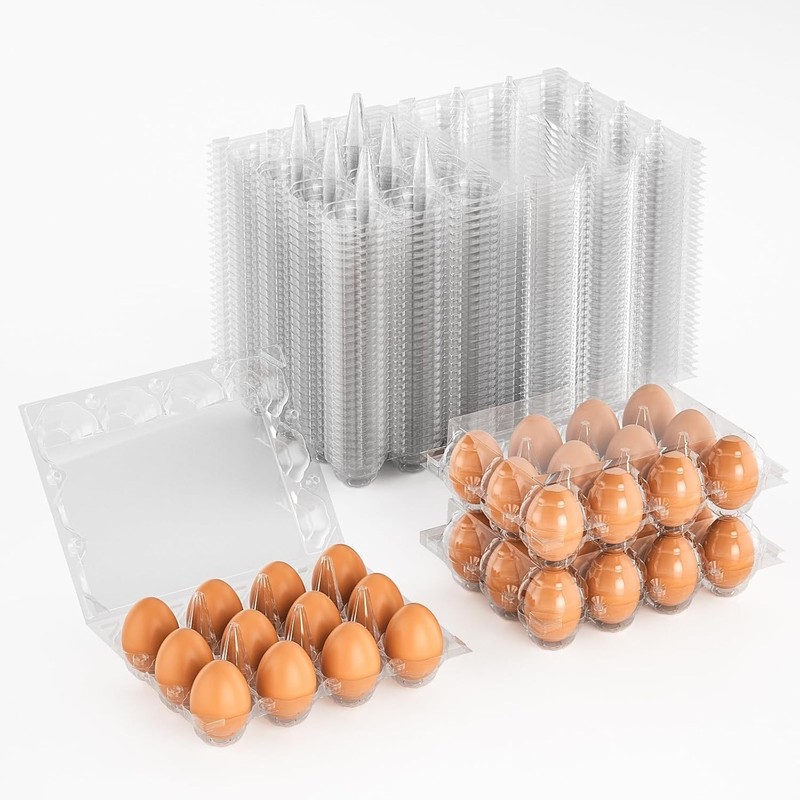 50 Pack Plastic Egg Cartons Cheap Bulk 12 Count Clear Blank Egg Containers fo... gallery