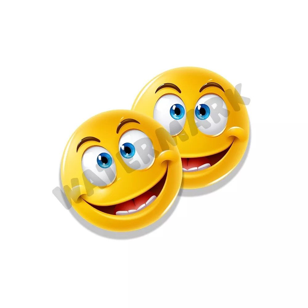 Silly Emoji Stickers Yellow Goofy Faces in various sizes Set of 2 Adhesive Vinyl gallery