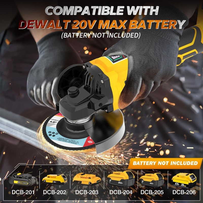 20V Brushless Cordless Angle Grinder 4-1/2"5" 22PCS Tool Only for Dewalt Battery gallery
