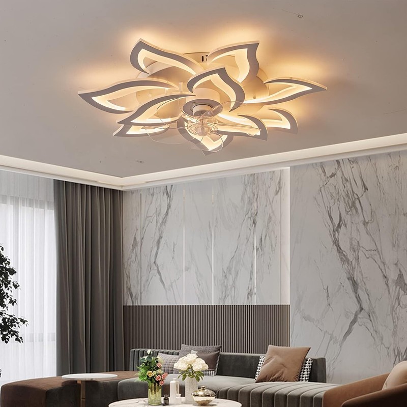 LED Dimmable Ceiling Fans with Lights&Remote Modern Flush Mount LED Fan Light gallery