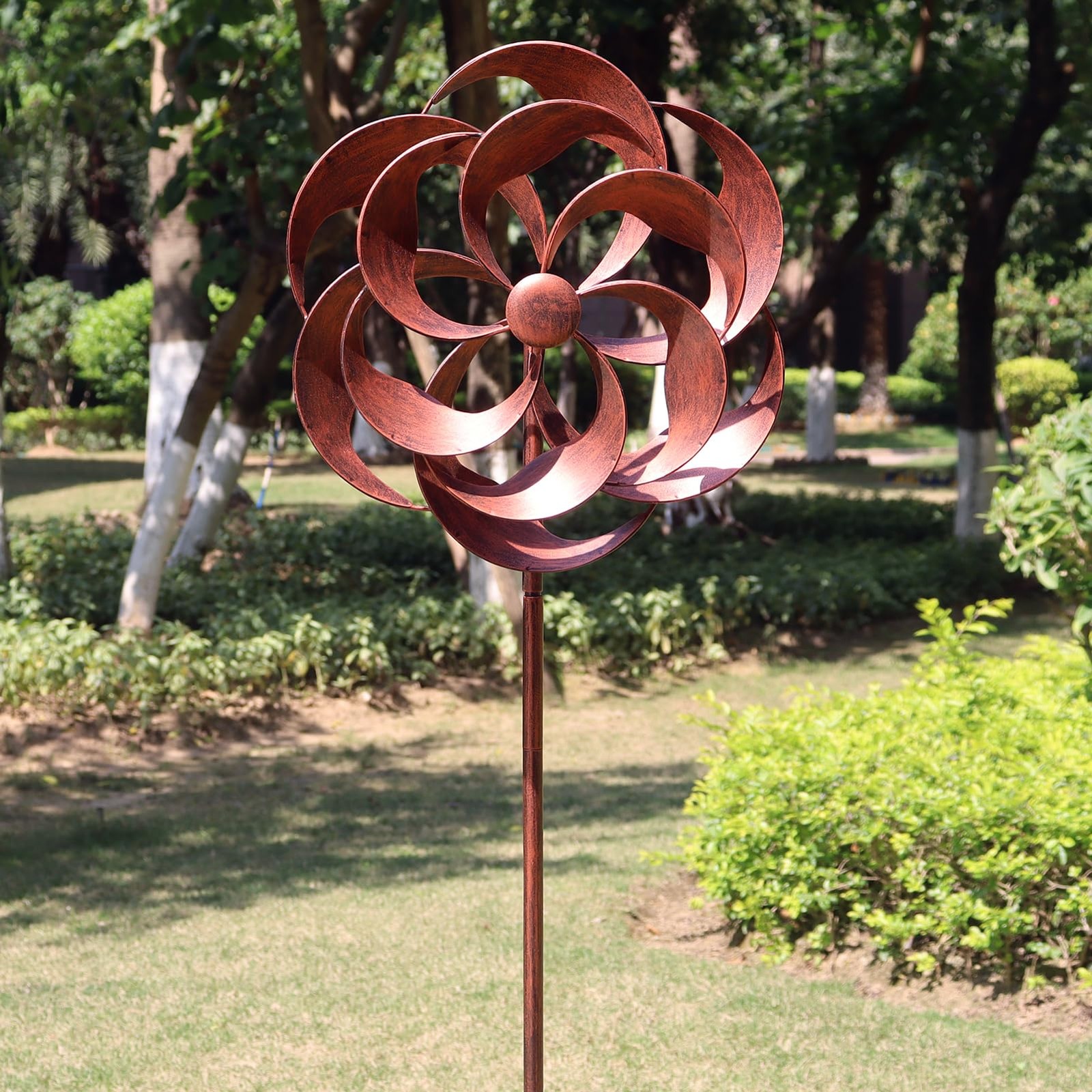 360 Degrees Metal Swivel Classical Wind Spinner Willow Leaves for Patio Lawn ... gallery