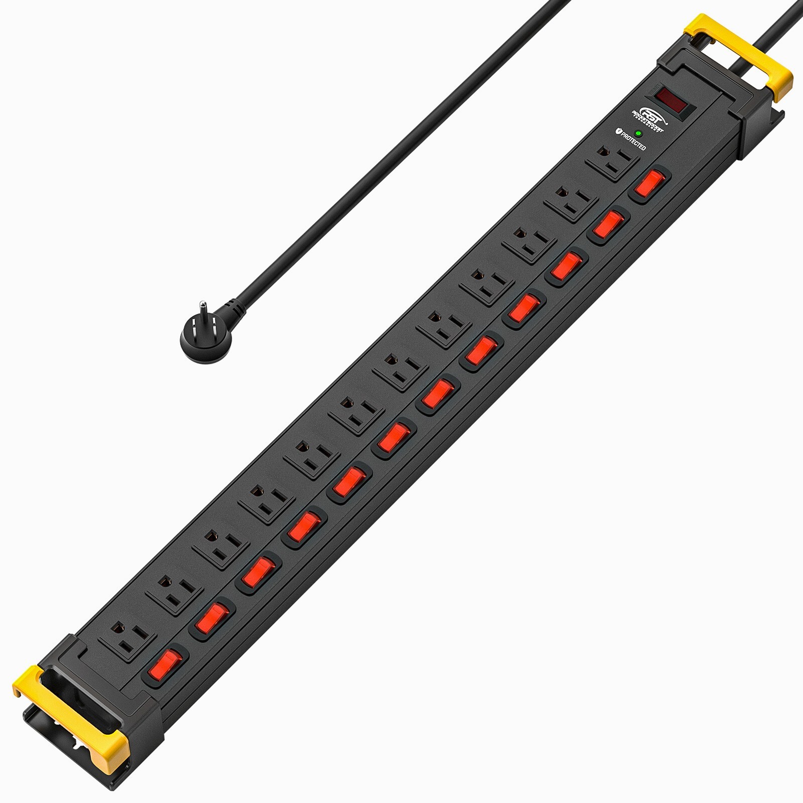 CRST 12 Outlets Heavy Duty Power Strip Surge Protector 9FT,1020J,1875W/15AMP gallery