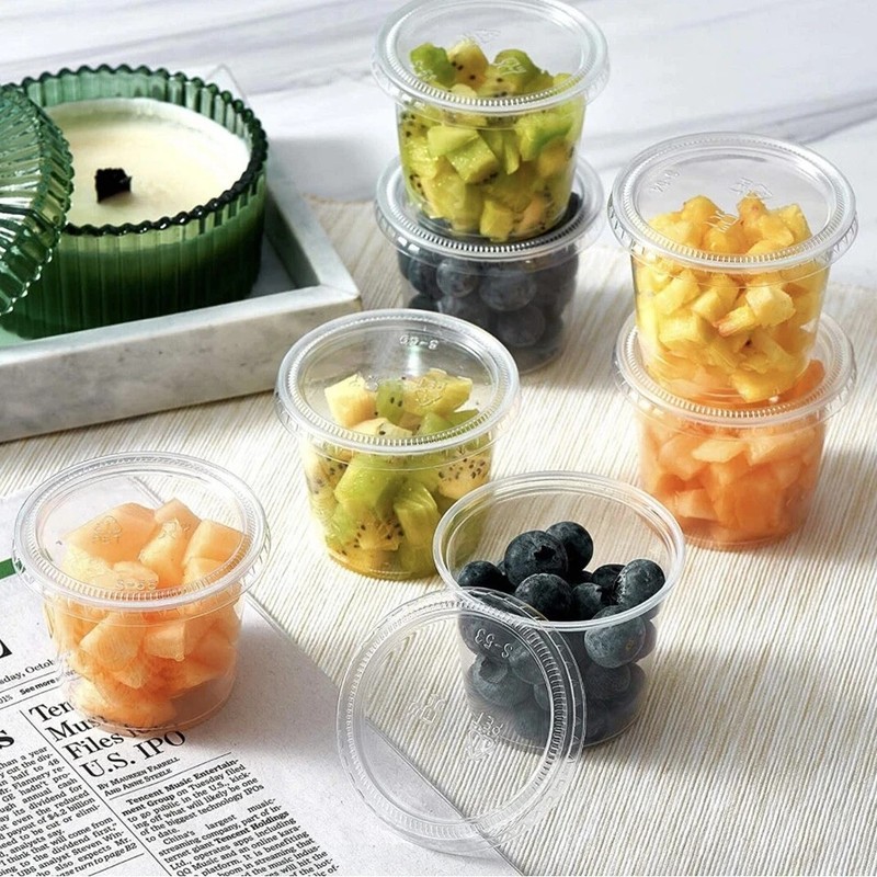 5.5oz Plastic Clear Portion Cups with Lids Pack of 600 for Sauce Cup BPA Free gallery