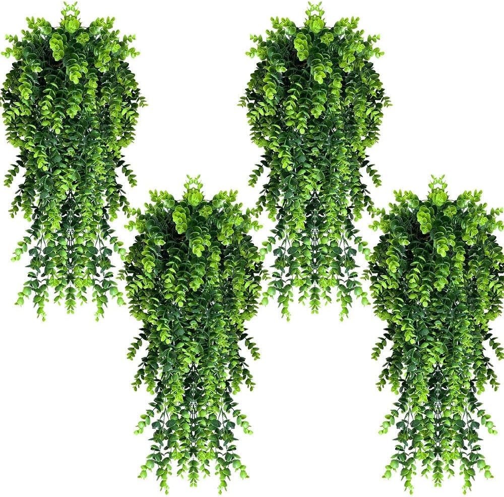 4 Pack Artificial Eucalyptus Leaf Rattan Fake Hanging Plant gallery