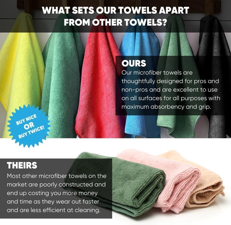 Versatile & Durable 50 Microfiber Cloths - Streak-Free Cleaning, All Surface Use gallery