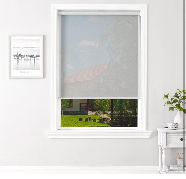 ChrisDowa Light Filtering Roller Shade Window Blind 35" W x 72" H cordless Grey gallery