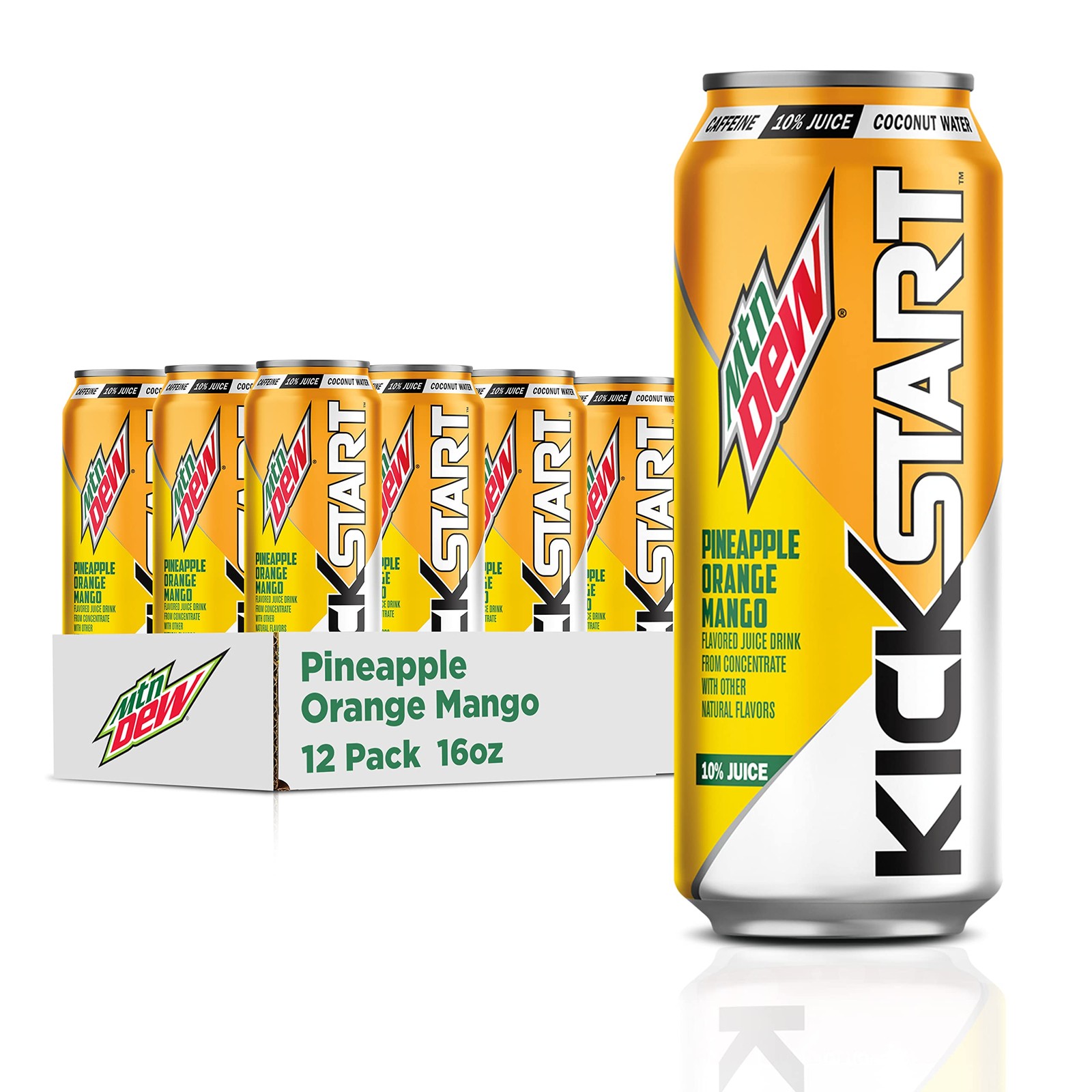 Mountain Dew Kickstart Pineapple Orange Mango 90mg Caffeine Pack of 12 gallery