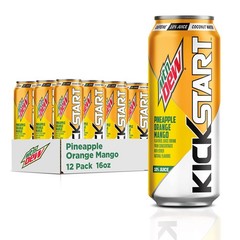 Mountain Dew Kickstart Pineapple Orange Mango 90mg Caffeine Pack of 12