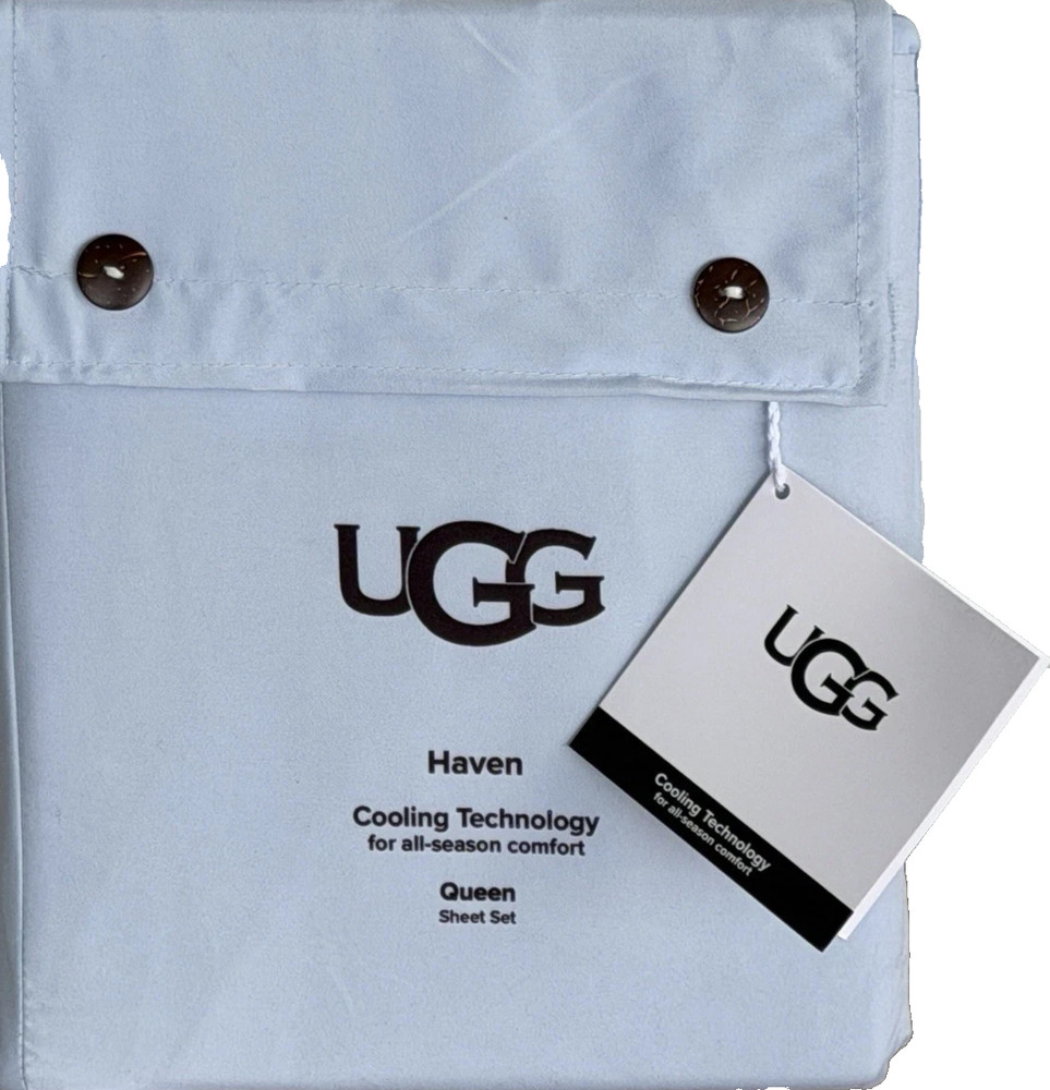 NWT UGG® "HAVEN" QUEEN SHEET SET-COOLING TECH. ALL-SEASON COMFORT-Noble Blue