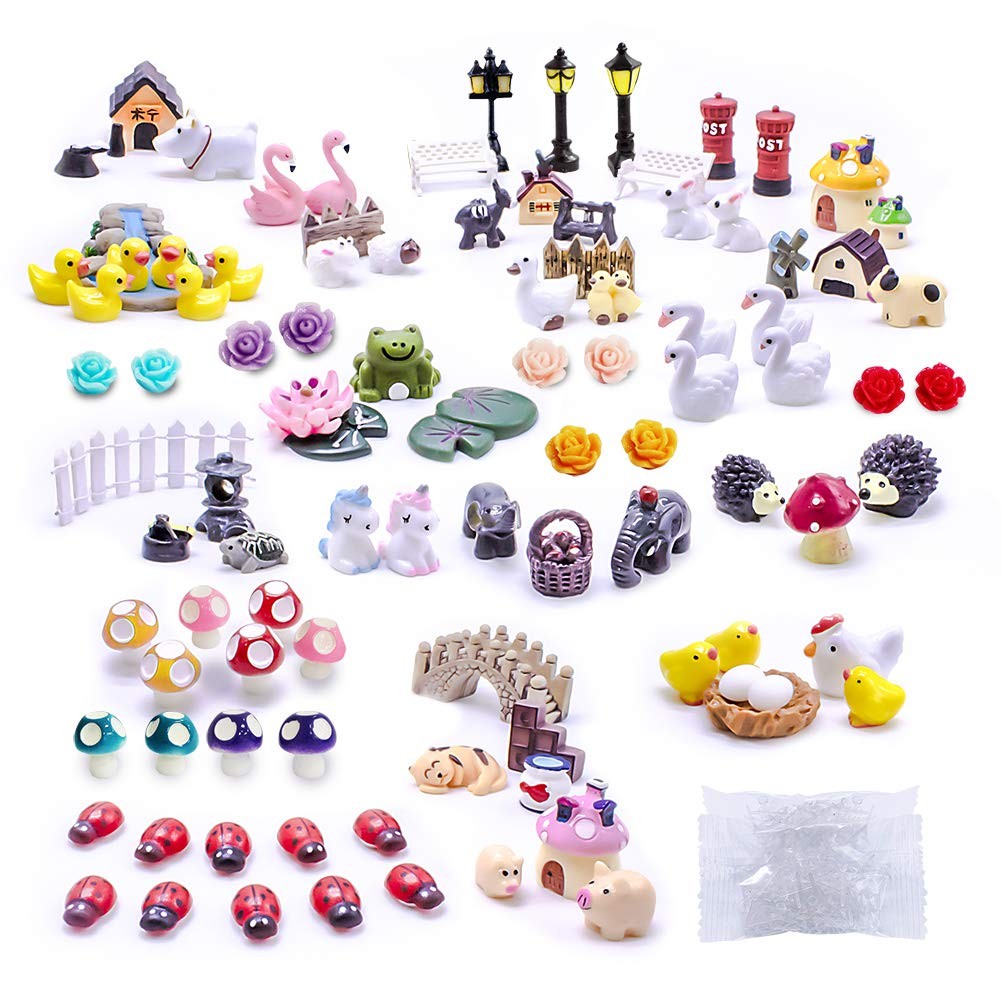 100PCS Fairy Garden Accessories Mini Resin Animal Figurines DIY Landscape Decor gallery