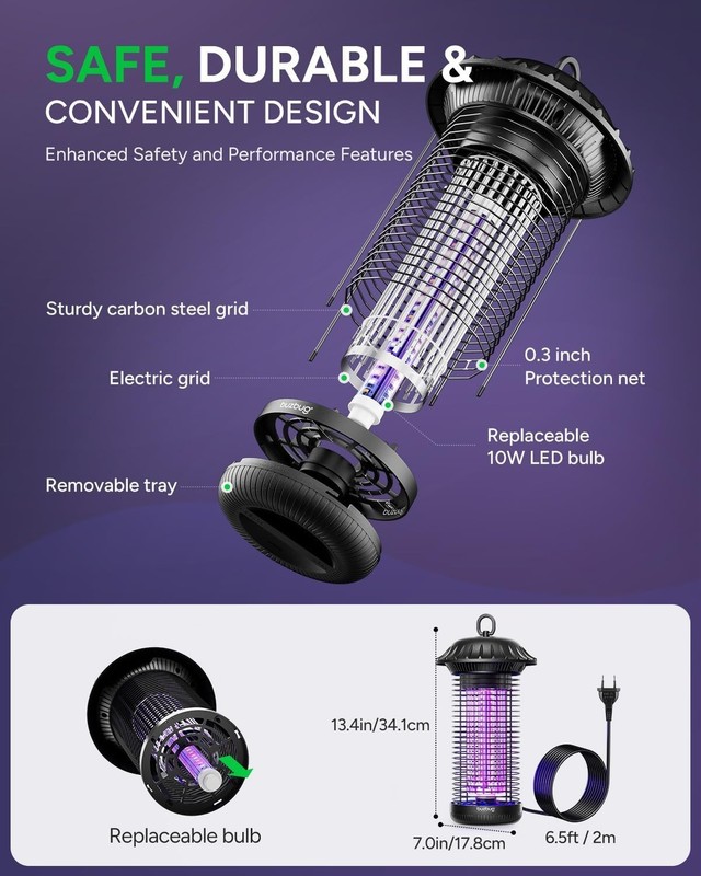 Powerful LED Bug Zapper - Indoor & Outdoor Pest Control, 50000 Hrs Lifespan gallery