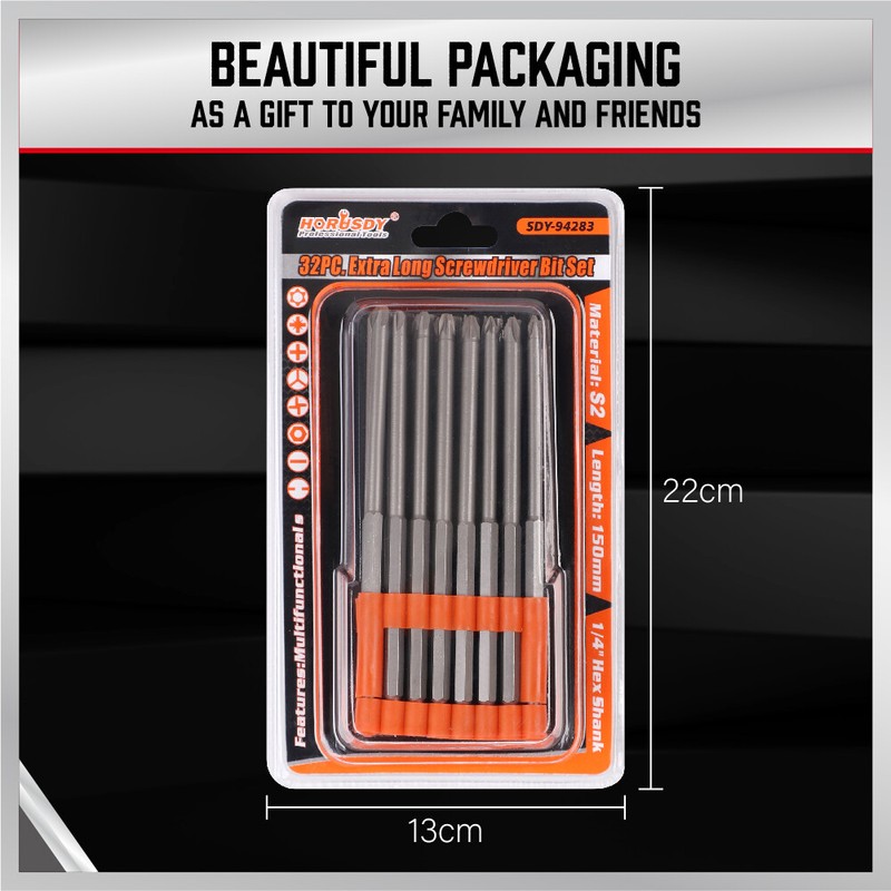 32pc Extra Long Security Bit Set Tamper Proof Torx Star Tri Wing Pozi w Holder gallery