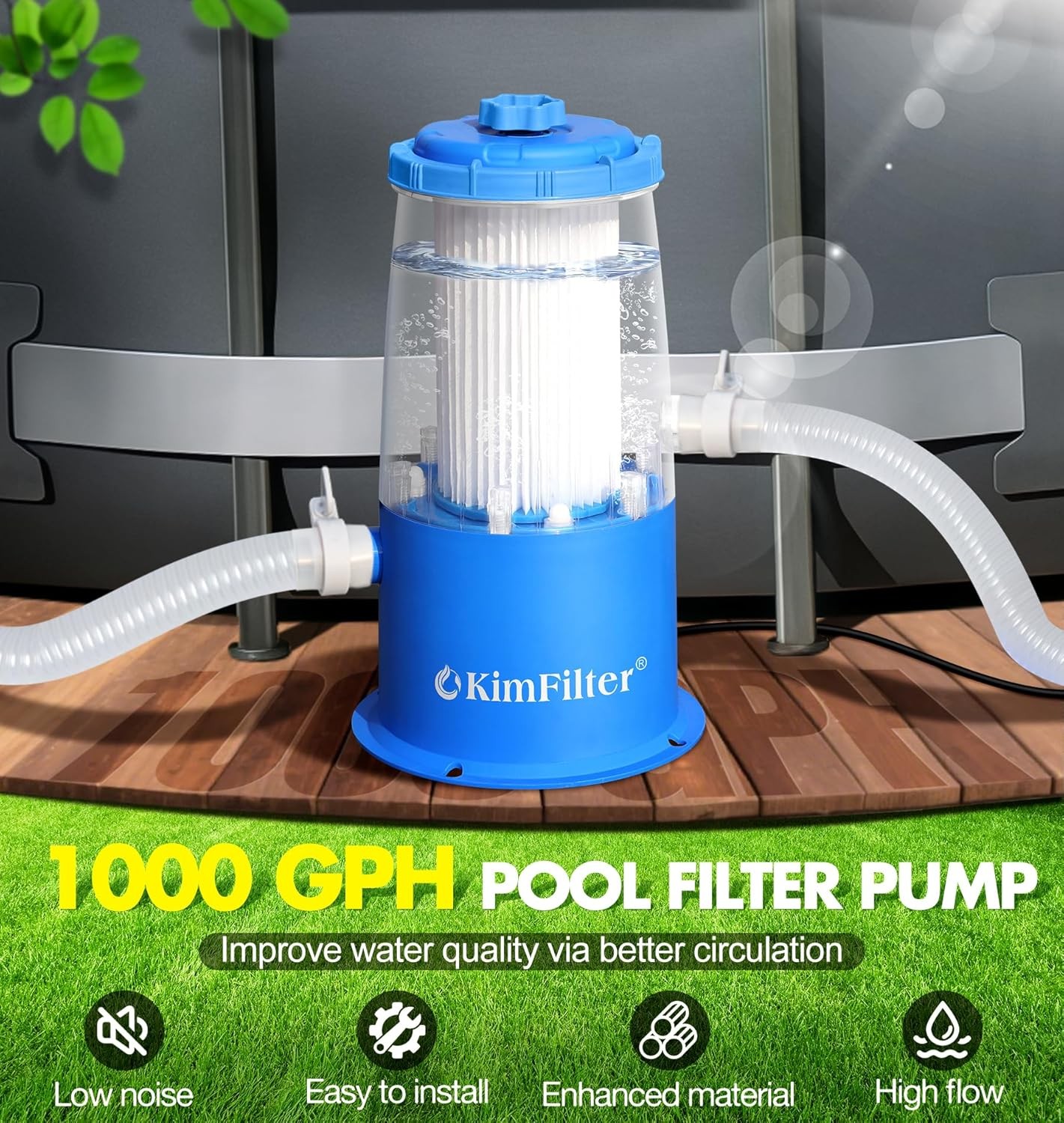 KimFilter Transparent 1000 GPH Pool Filter Pump Sky Blue gallery