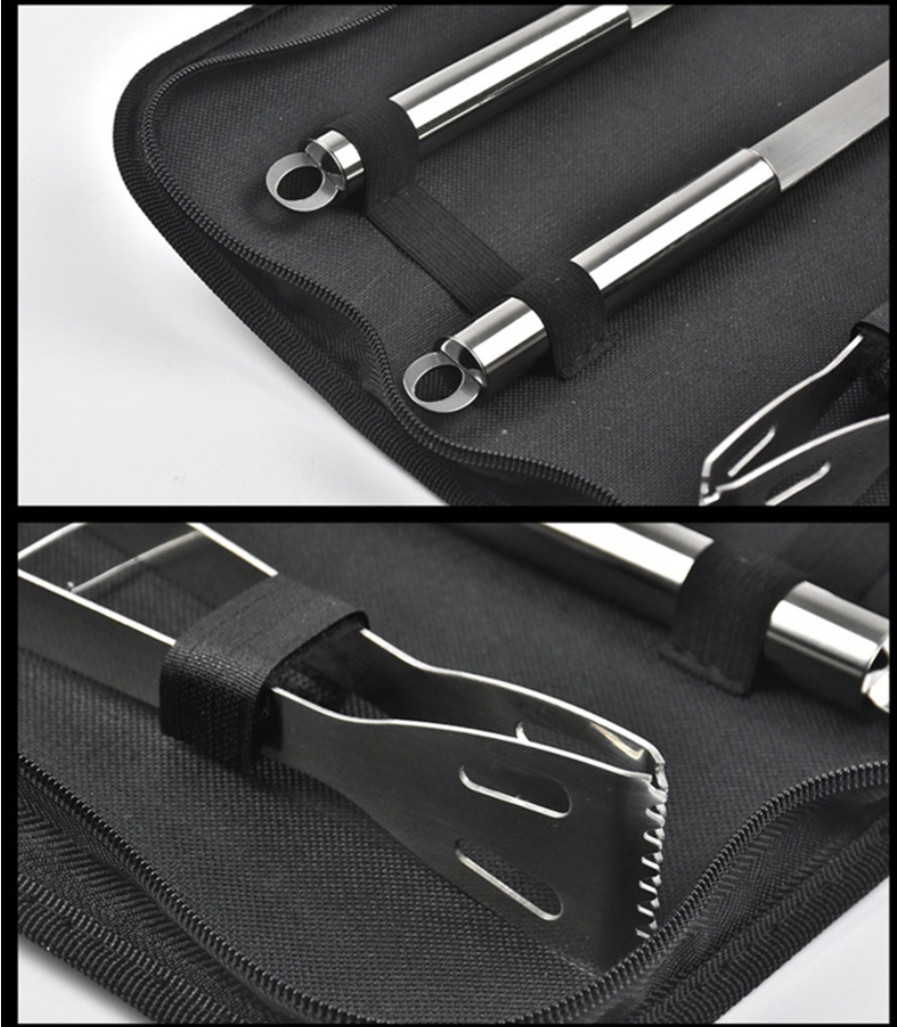 Stainless Steel BBQ Tool Set with Cloth Bag Outdoor Barbecue Grilling Accessorie gallery