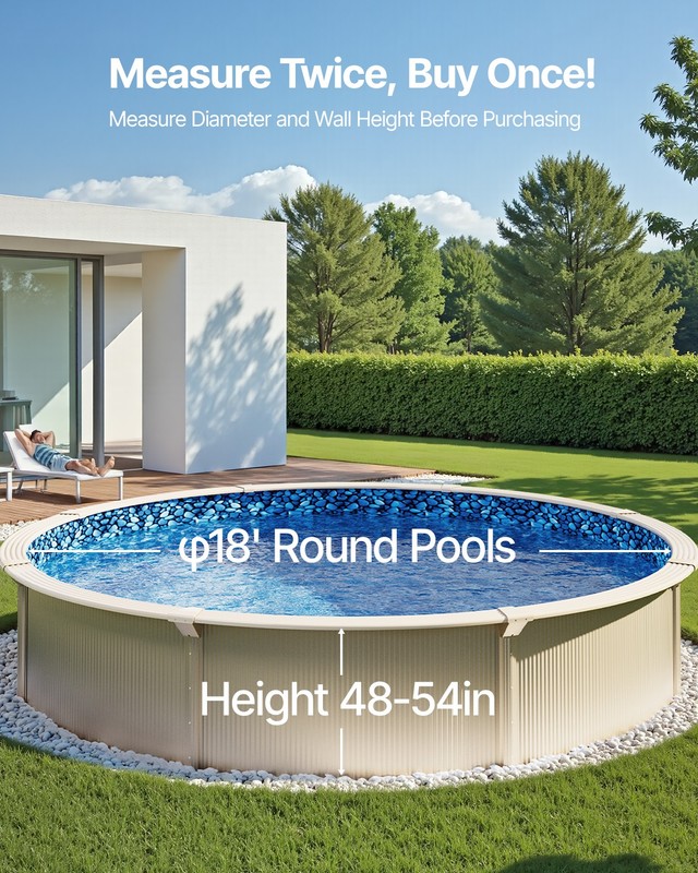 Round Pool Liner 18ft Overlap Style Pool Liner 54in Wall Height Durable gallery