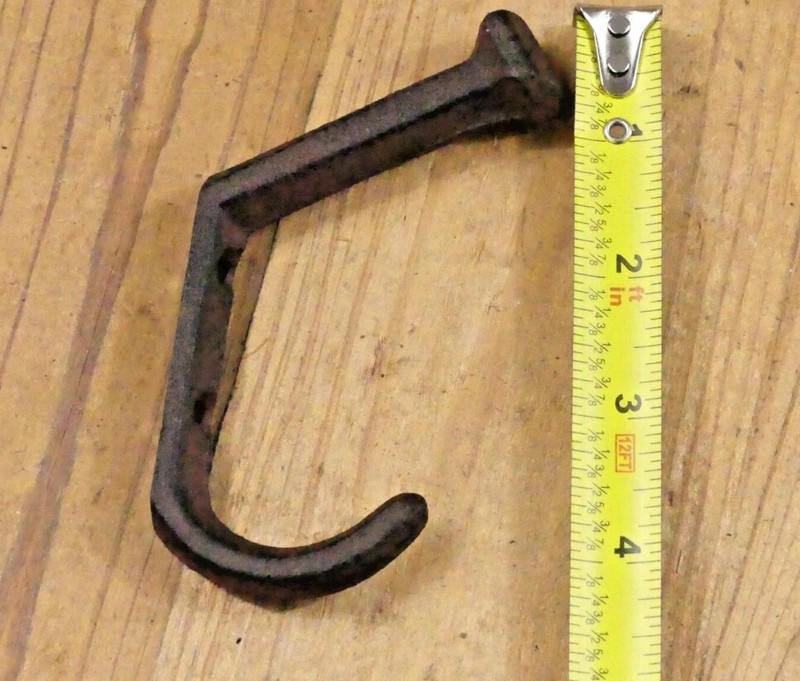 4 Rustic Coat Hooks Cast Iron Wall Mount Hat Hook Towel Railroad Spikes Bath gallery