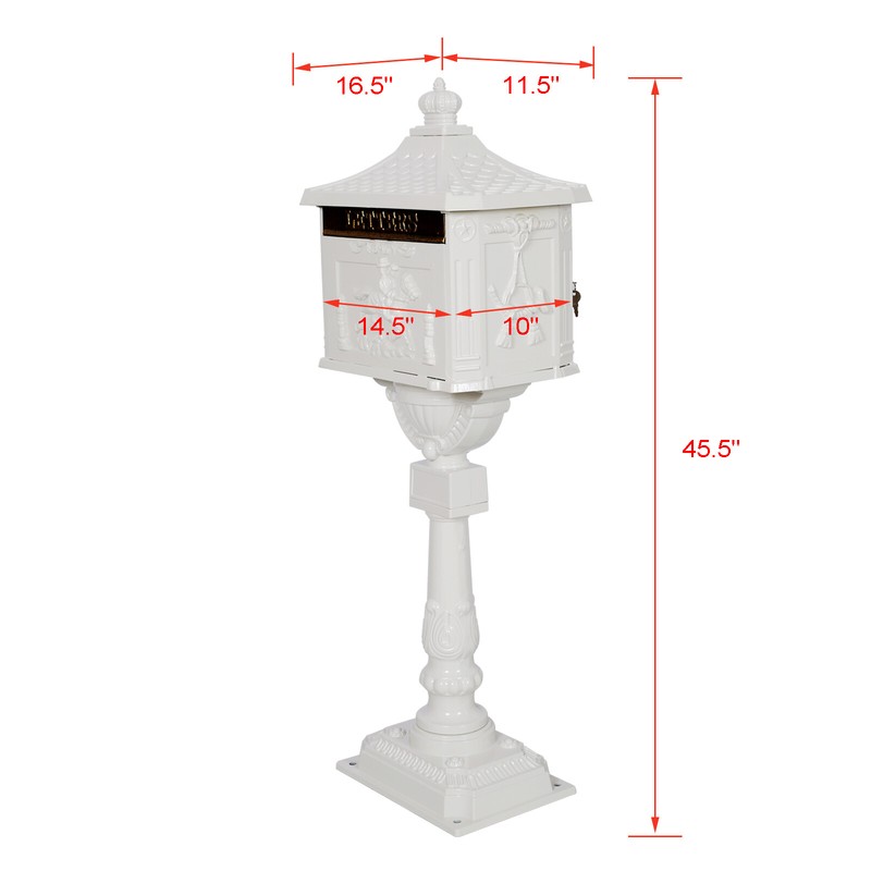 Lockable Mail Box Heavy Duty Cast Aluminum Door Postal Box Pedestal Mailbox gallery