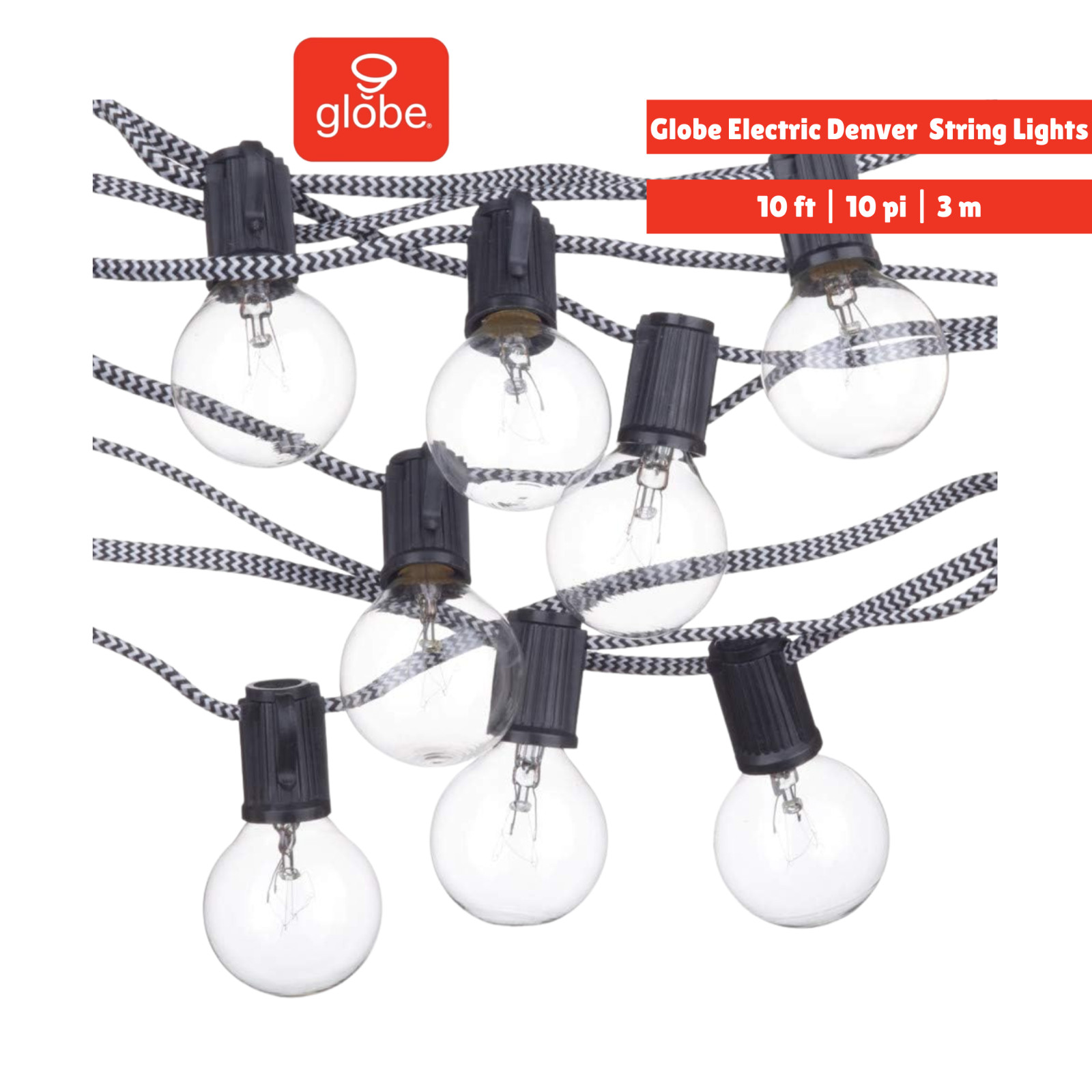 Globe Electric Denver Designer Series Indoor/Outdoor 10 x String Lights - 10 ft gallery
