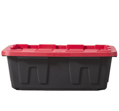 Hyper Tough 17 Gallon Medium Storage Bin with Snap Lid Black and Red Heavy Duty