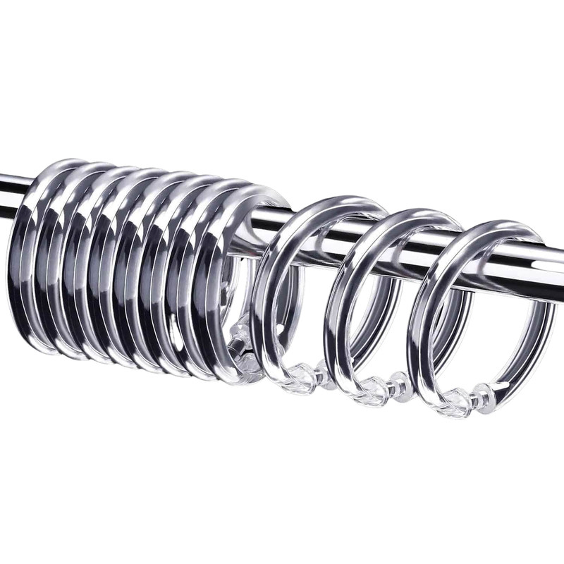 12 Piece Plastic Locking Hook Set Easy Gliding Shower Curtain Rings Clear gallery