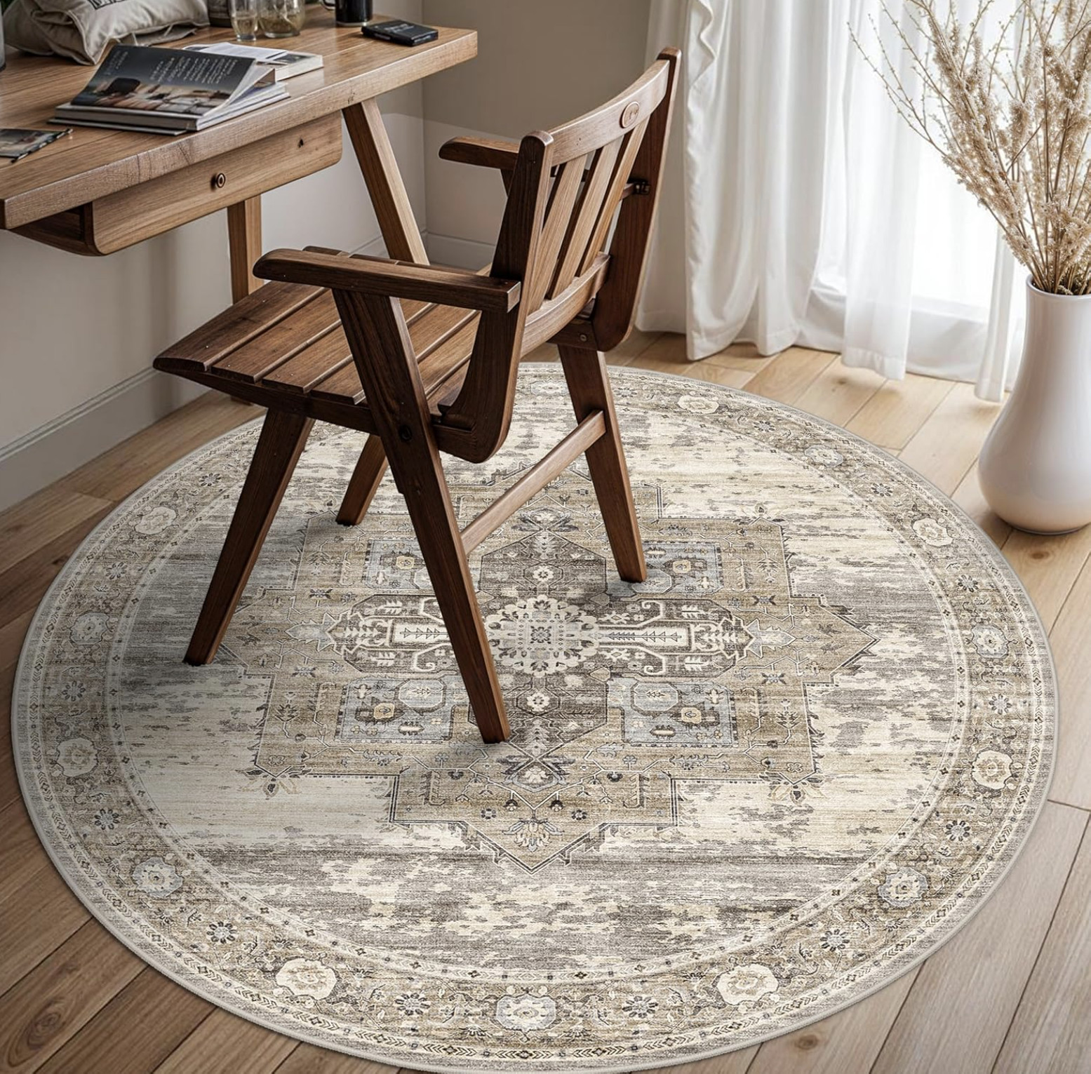 NEW RUUGME 4ft Round Area Rug WATERPROOF, STAIN RESISTANT, MACHINE WASHABLE gallery