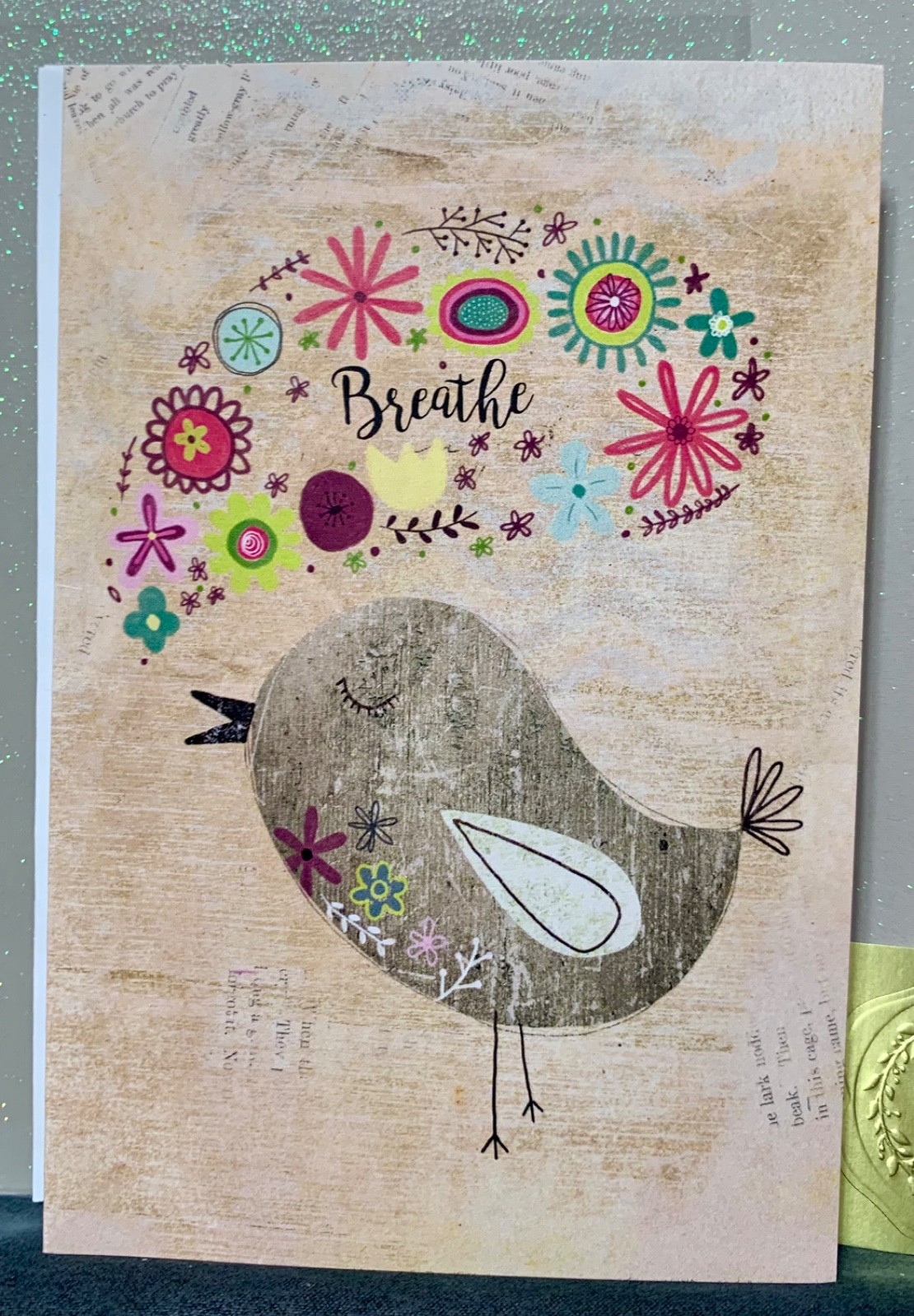 Encouragement Card for Someone Special! Sweet Bird “Breathe” Namaste gallery