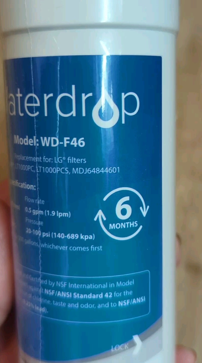 Waterdrop Model WD-F46 Refrigerator Water Filter Replacement New No Box Sealed gallery