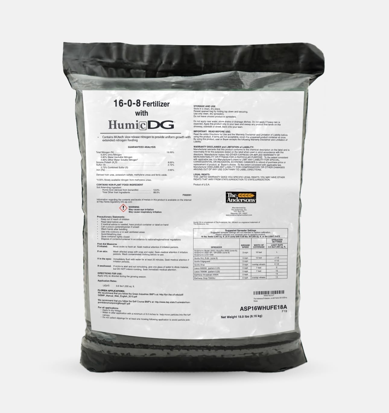 PGF Fertilizer 16-0-8 with Humic DG 18lb - Professional Lawn & Soil Conditioner gallery