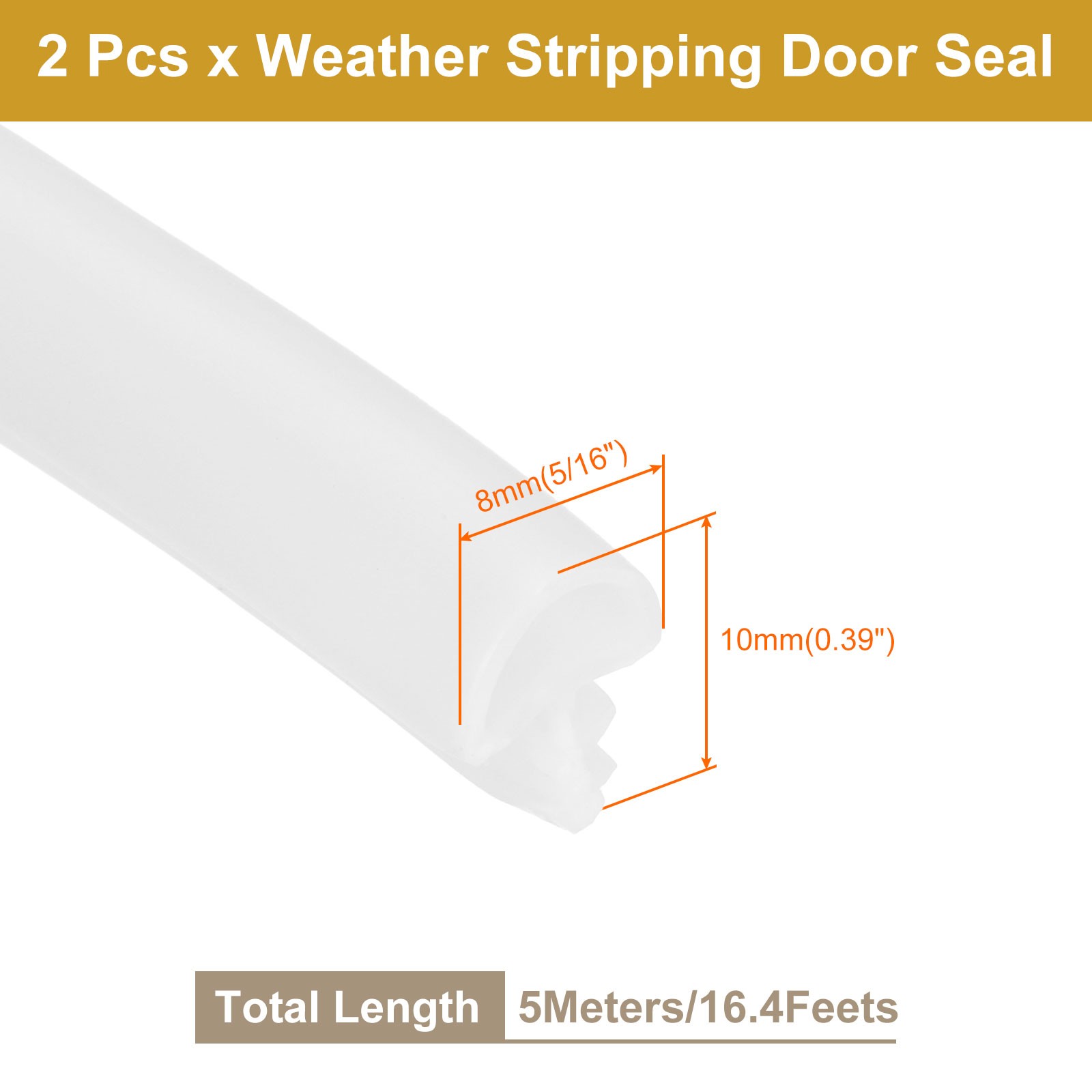 Window Weather Stripping Door Seal, 2 Pack 5/16" Wide Kerf Mount,5m, White gallery