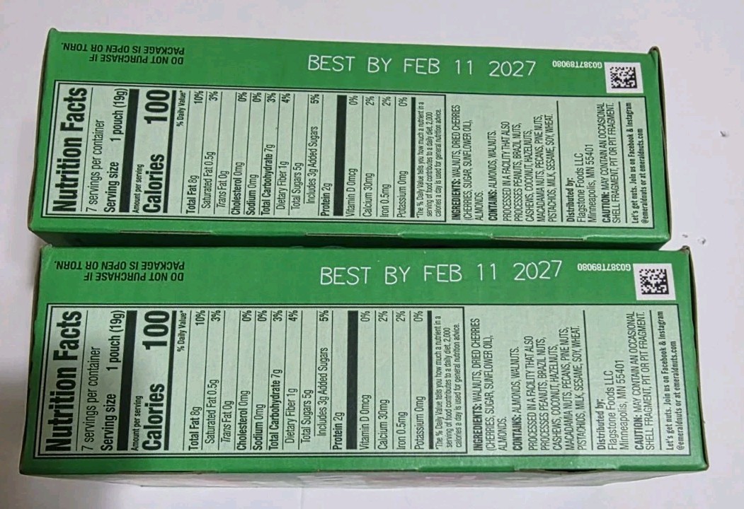 Emerald 100 Calorie Snack Packs Walnuts, Almonds & Dried Cherries 2 Pk 02/2027 gallery