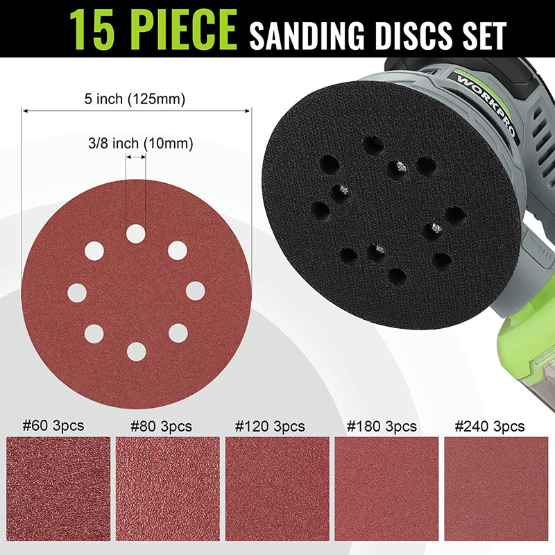 WORKPRO 5-Inch Random Orbit Sander, 6 Variable Speeds 7000 to 14000 RPM gallery