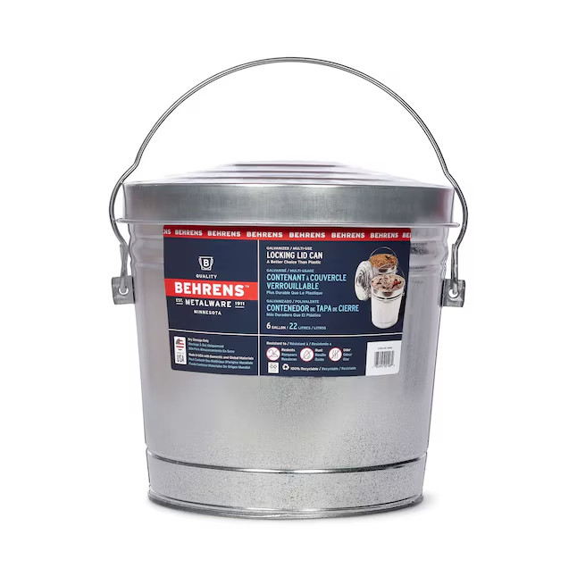 Behrens 6 Gallon Galvanized Steel Indoor/Outdoor Detached Lid Trash Can gallery