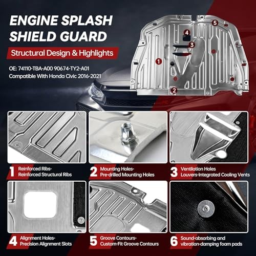 Engine Splash Shield Guard, Lightweight Aluminum Under Engine 74110-TBA-A00 gallery