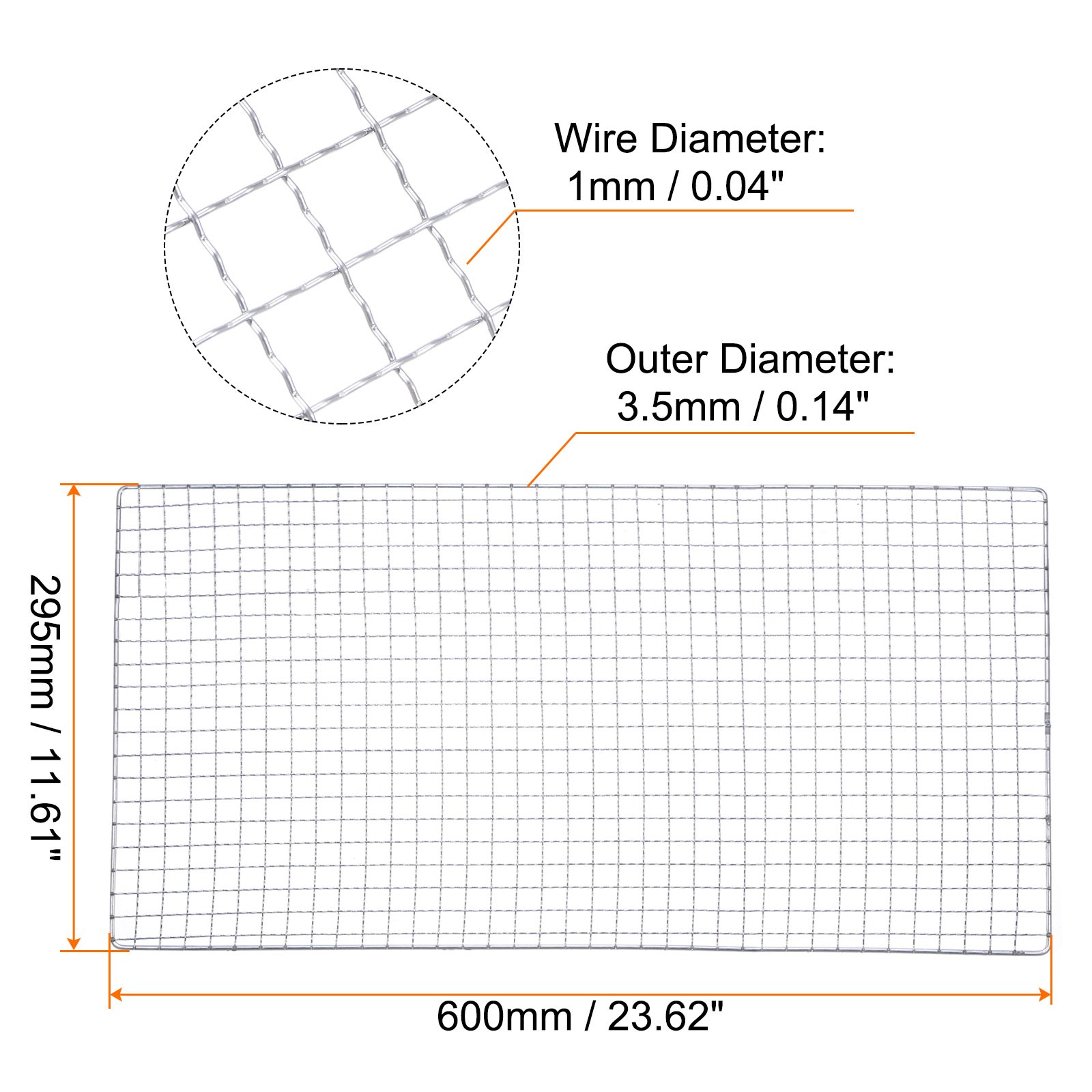 Square BBQ Grill Net 29.5x60cm Electroplated Stainless Steel Barbecue Mesh Mat gallery