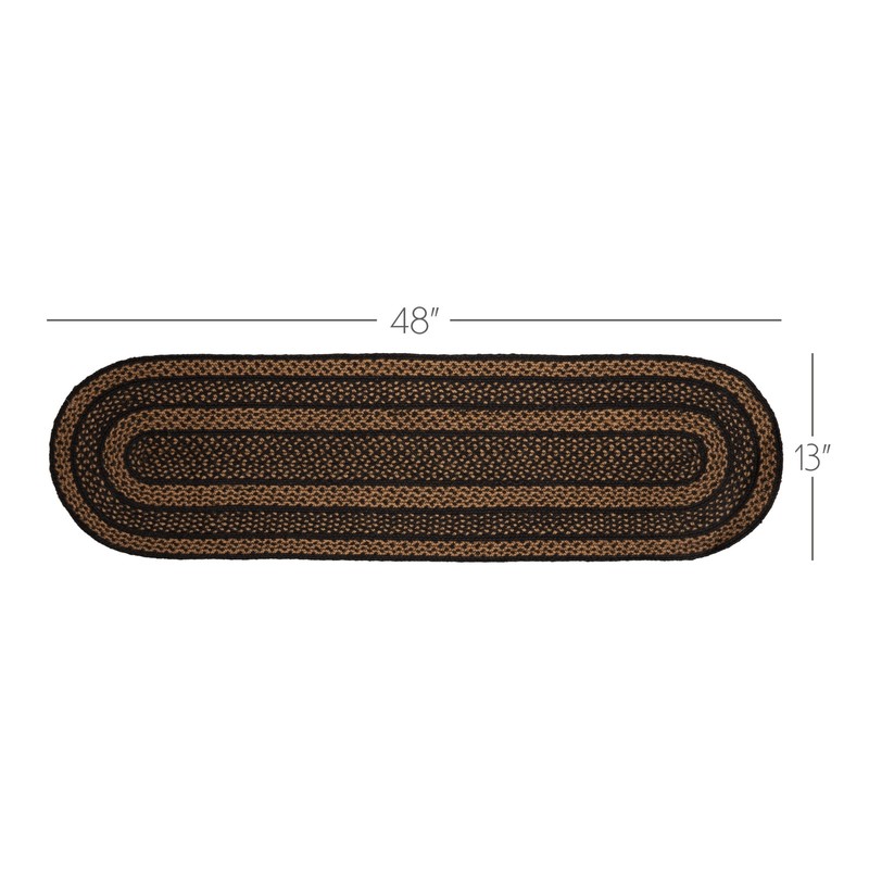 Table Runner Black & Tan Jute Primitive 13x48 Oval Striped Kitchen VHC Brands gallery