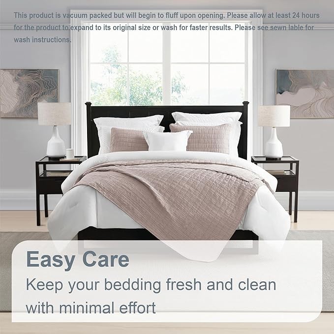 Swift Home Oversized 3pc Enzyme Washed Reversible Crinkle Quilt Coverlet Bedspre gallery