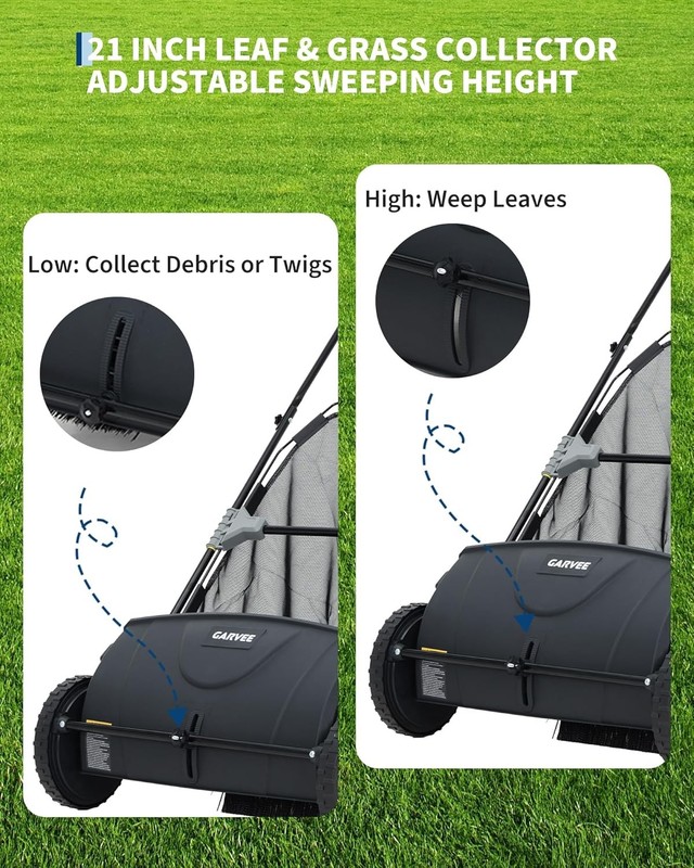 21'' Lawn Sweeper Push Behind Leaf Sweeper 3.5 Cu.Ft. Leaf Collector Adjustable gallery