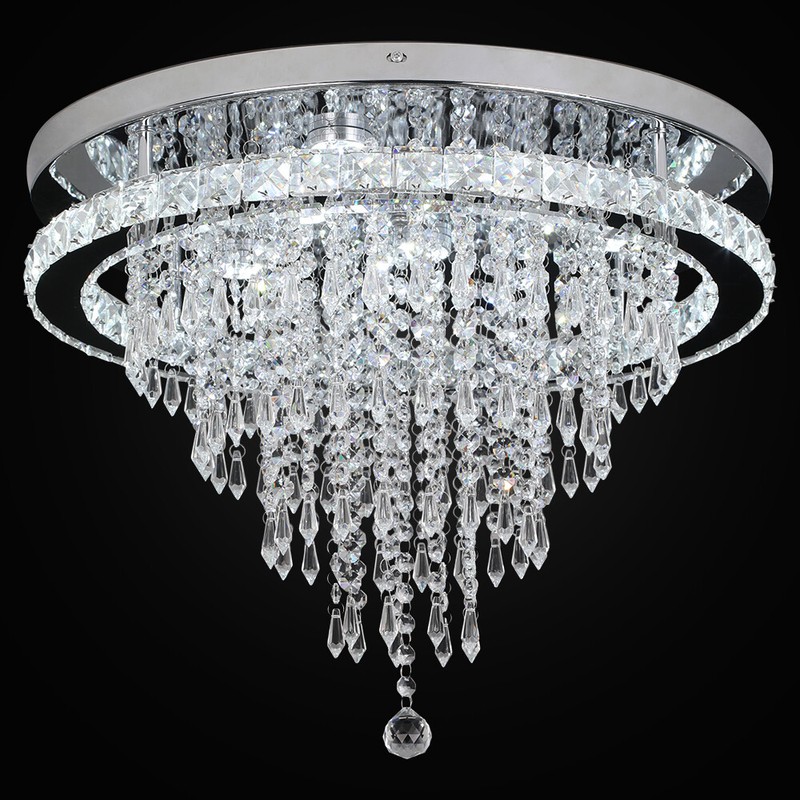 Modern LED Ceiling Light Dimmable Crystal Chandelier Bedroom Living Room Remote gallery