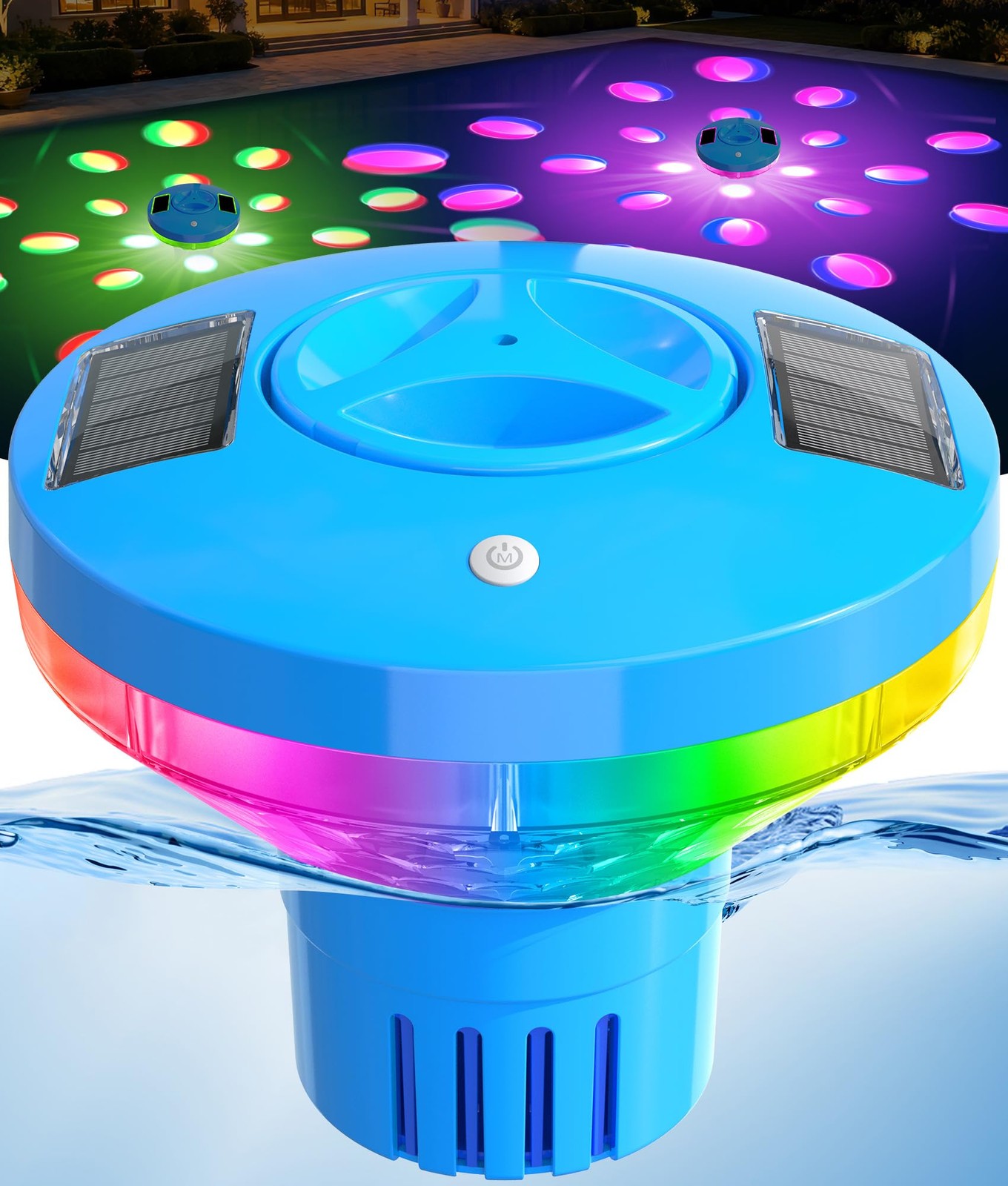 Chlorine Floater for Pools & Hot Tubs, Adjustable Flow, Solar Lights, Large gallery